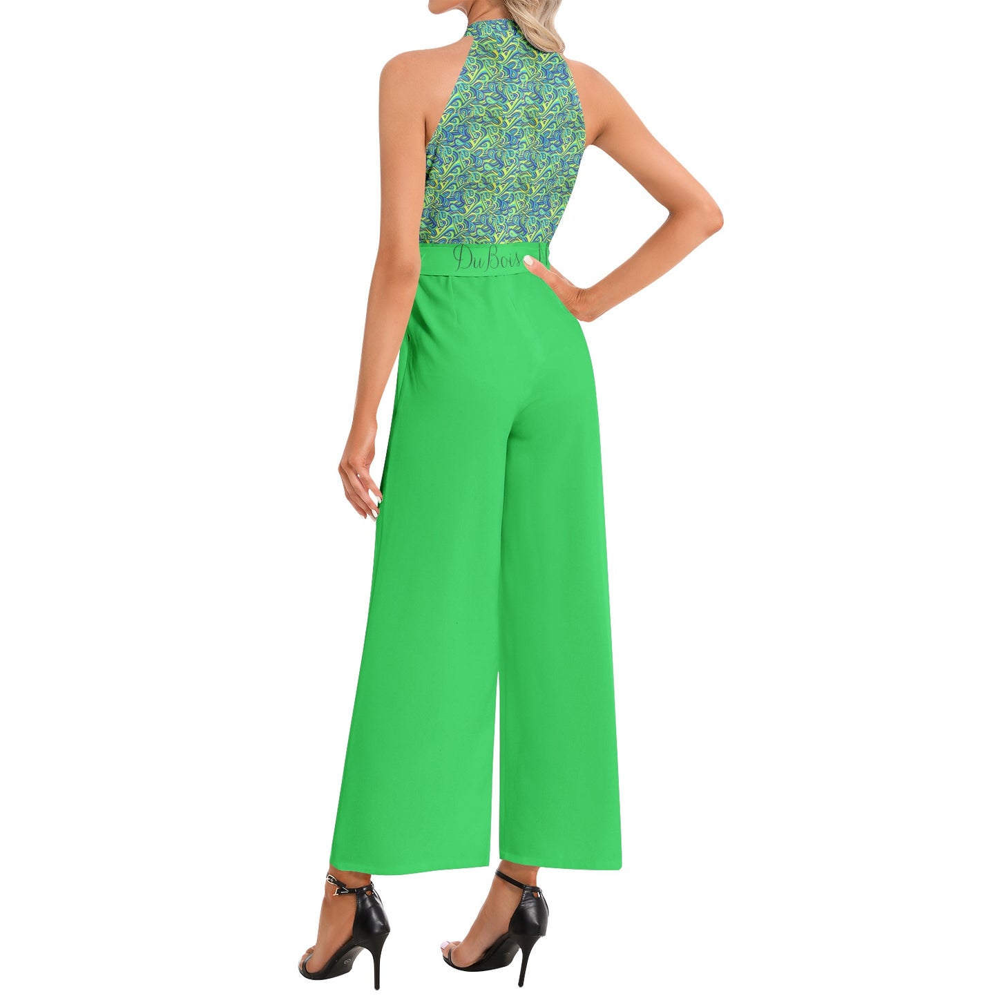 DNYIncHalter Neck Buckle Belted Jumpsuit