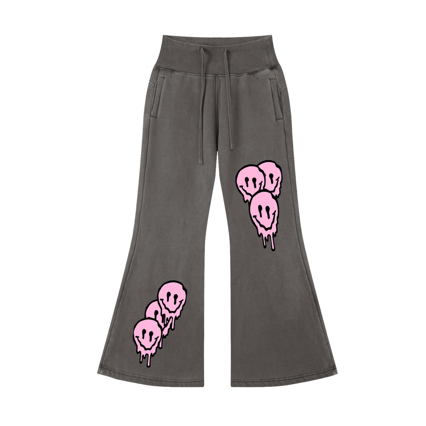 Smile Love Washed Flared Fleece Pants