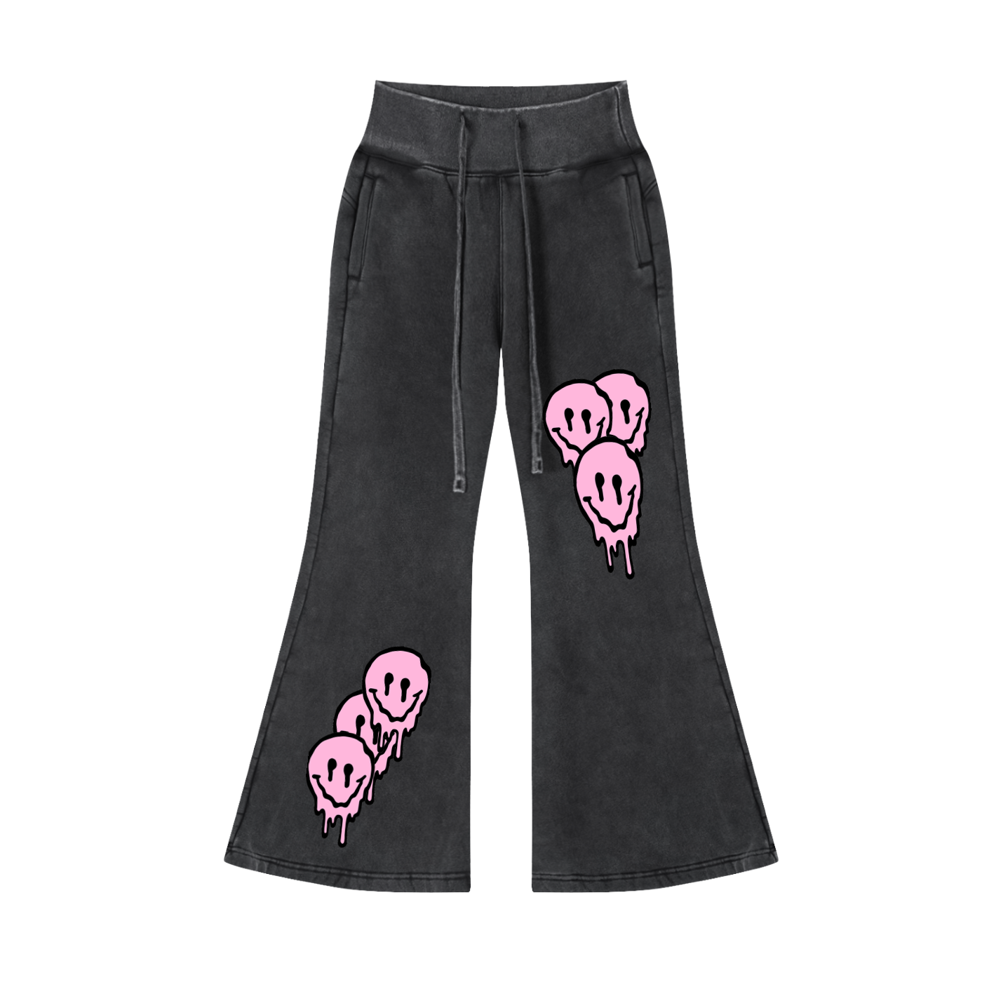 Smile Love Washed Flared Fleece Pants