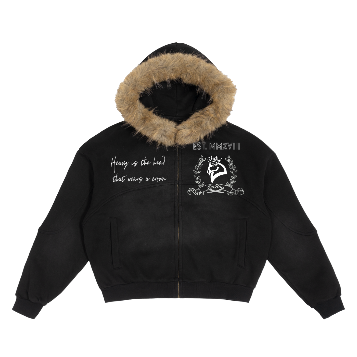 DuBois NY Sun Fade Boxy Detachable Fur Hoodie