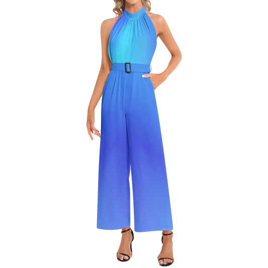 DNYInc Halter Neck Buckle Belted Jumpsuit