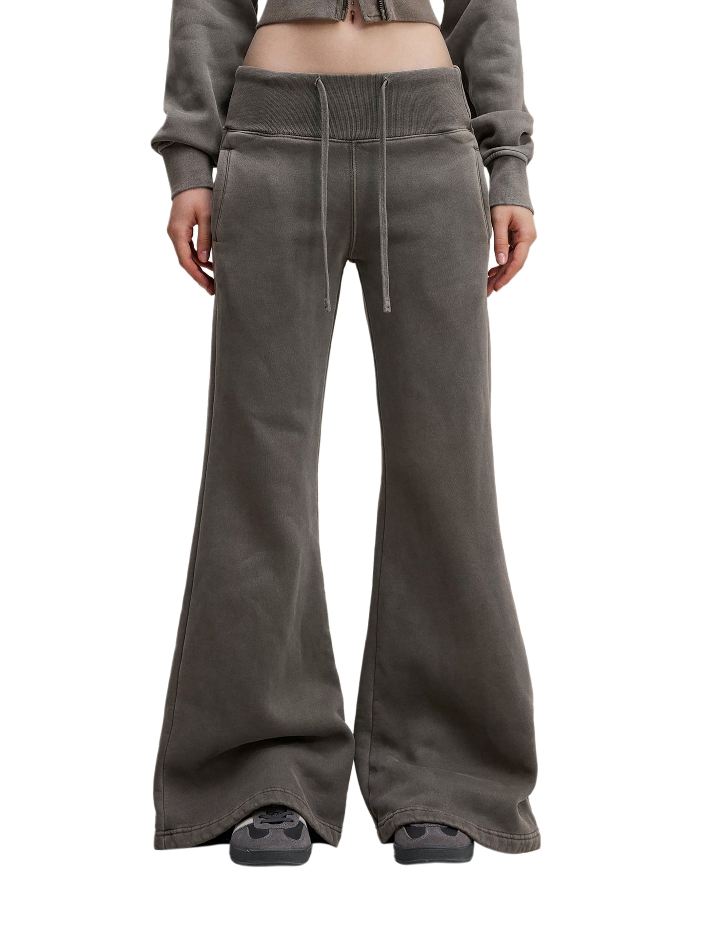Smile Love Washed Flared Fleece Pants